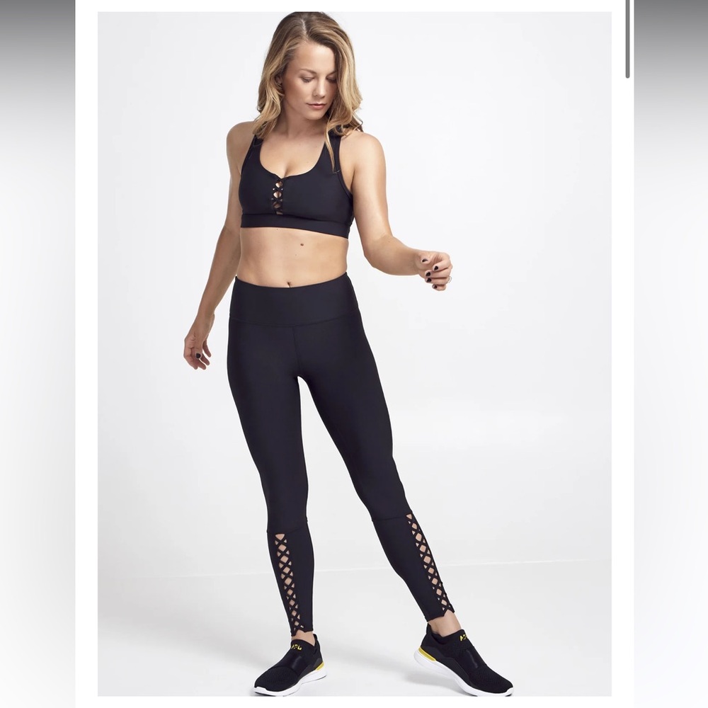 SoulCycle Black Lace Up Leggings